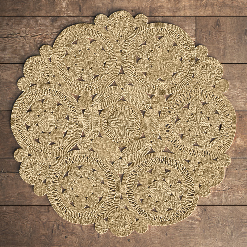 Round HandmadE Braided Judesrug| Sisal andopolyelorr| natural fiber| organicafeel497| natural sold msderi5ls| Indoor Use Only| Multicolor| 40